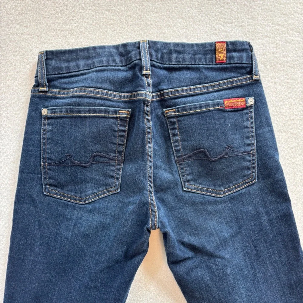 7 For All Mankind Kimmie Crop Jeans Women 27 Dark Wash Excellent Slim Fit‎ Denim